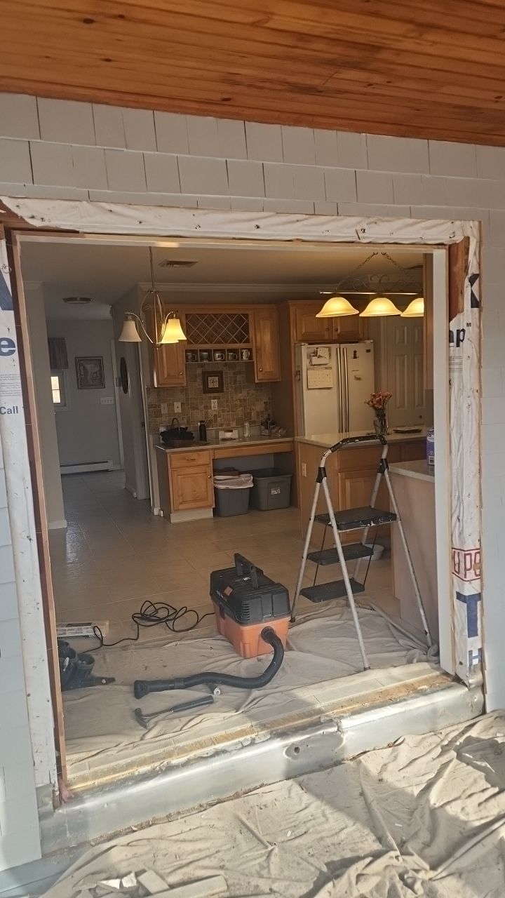 Door installation in process